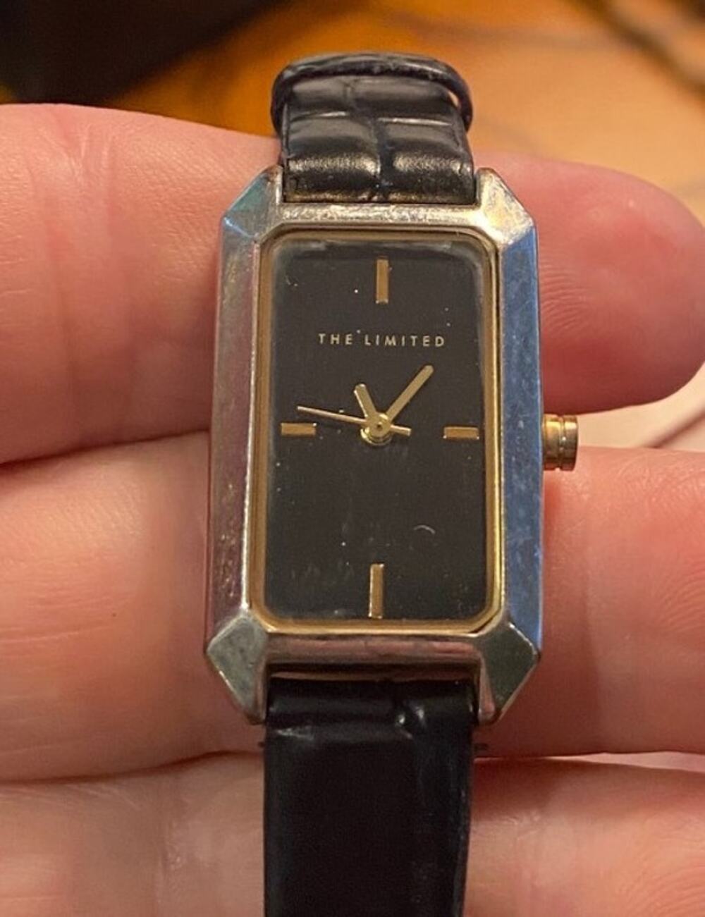 Women's 22mm Silver Tone The Limited Watch, Black Leather Band